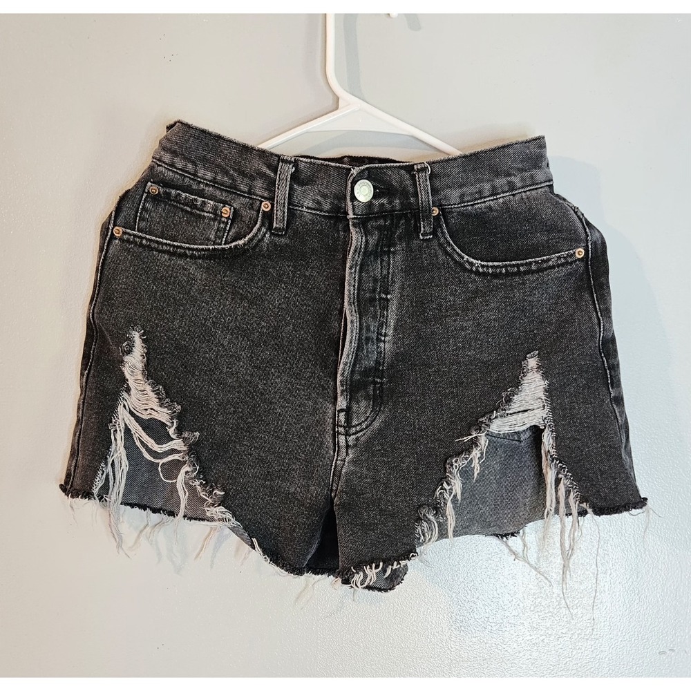 πPacSun Size 26 High Rise Vintage Med Wash Cut Off Button Fly Denim Shortsπ©·